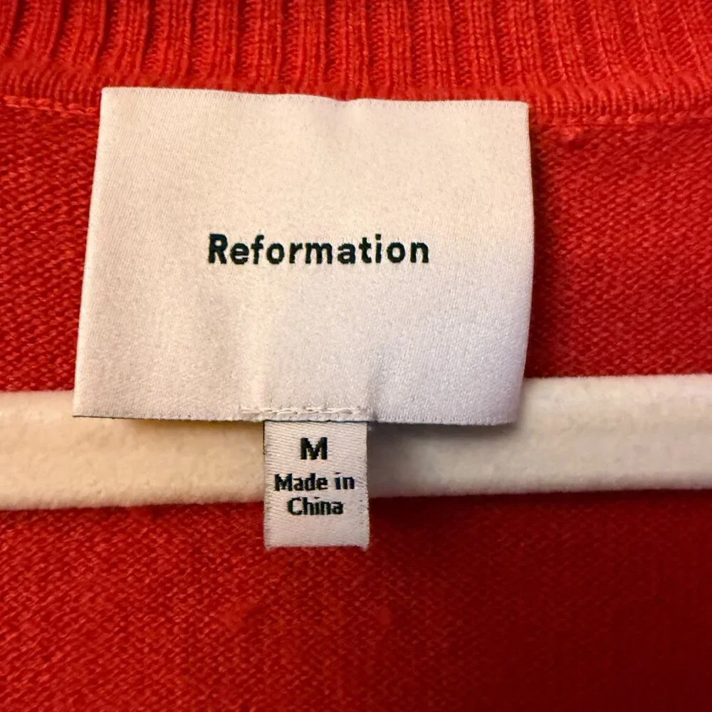 Reformation Louise Cashmere Polo Sweater Red - Size M - Picture 4 of 6